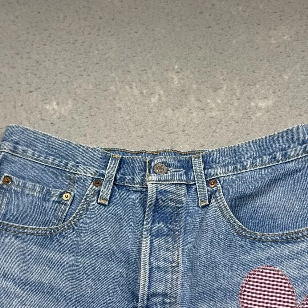 Levi's 150 Anniversary Jean Shorts Women’s 30 Blue 501 Original Fit Patched